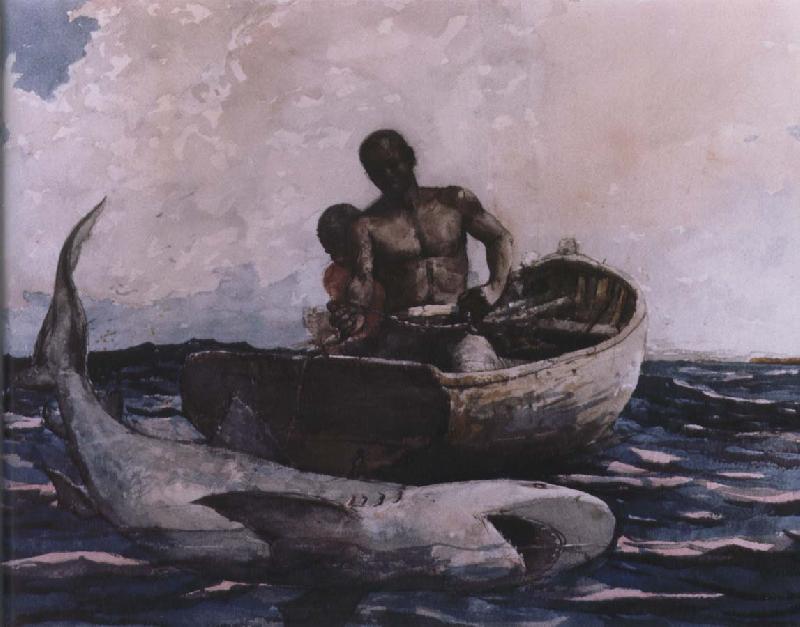 Winslow Homer shark fishing Germany oil painting art